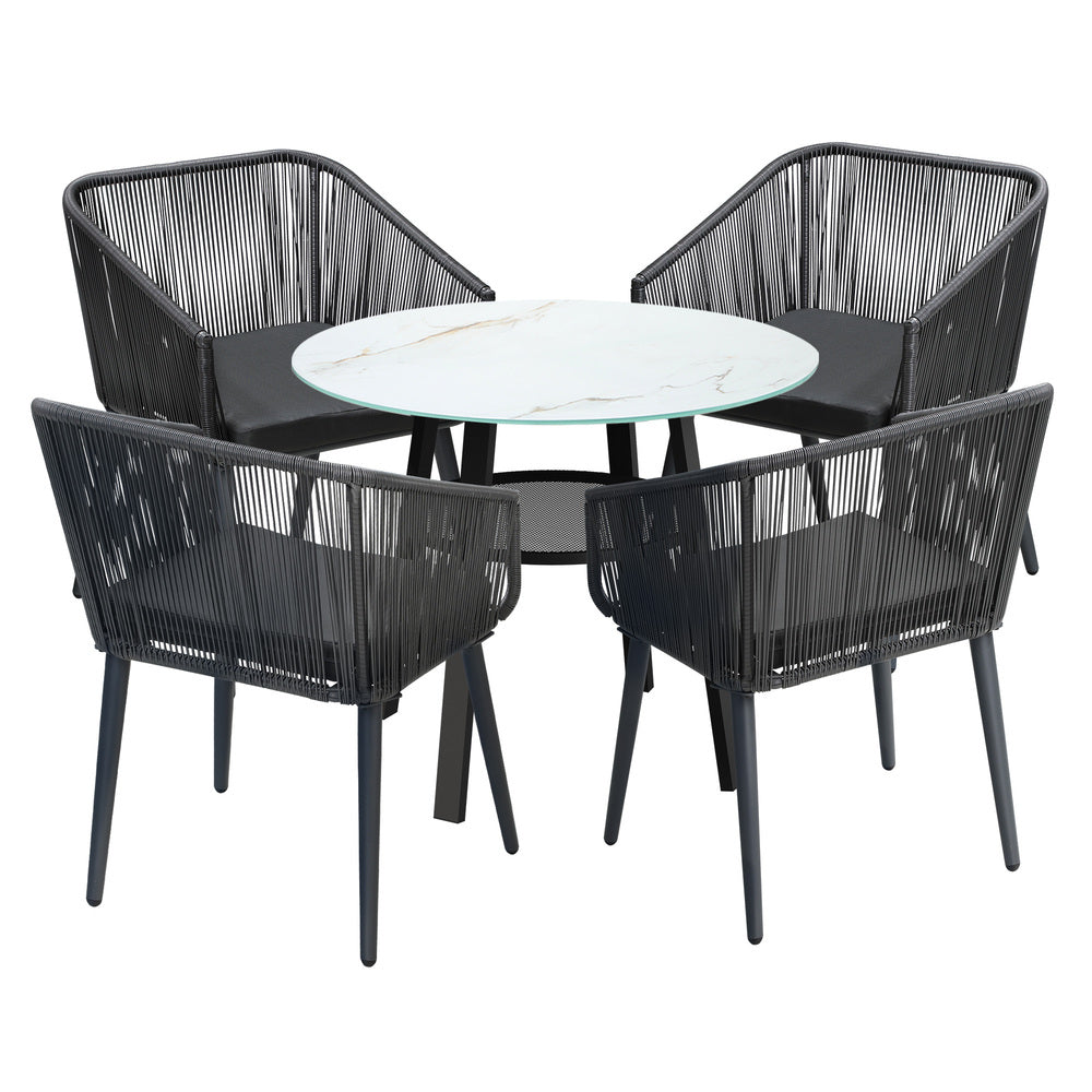 Livsip 5PCS Outdoor Dining Set Marble-style Table