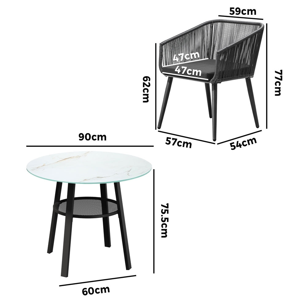 Livsip 5PCS Outdoor Dining Set Marble-style Table