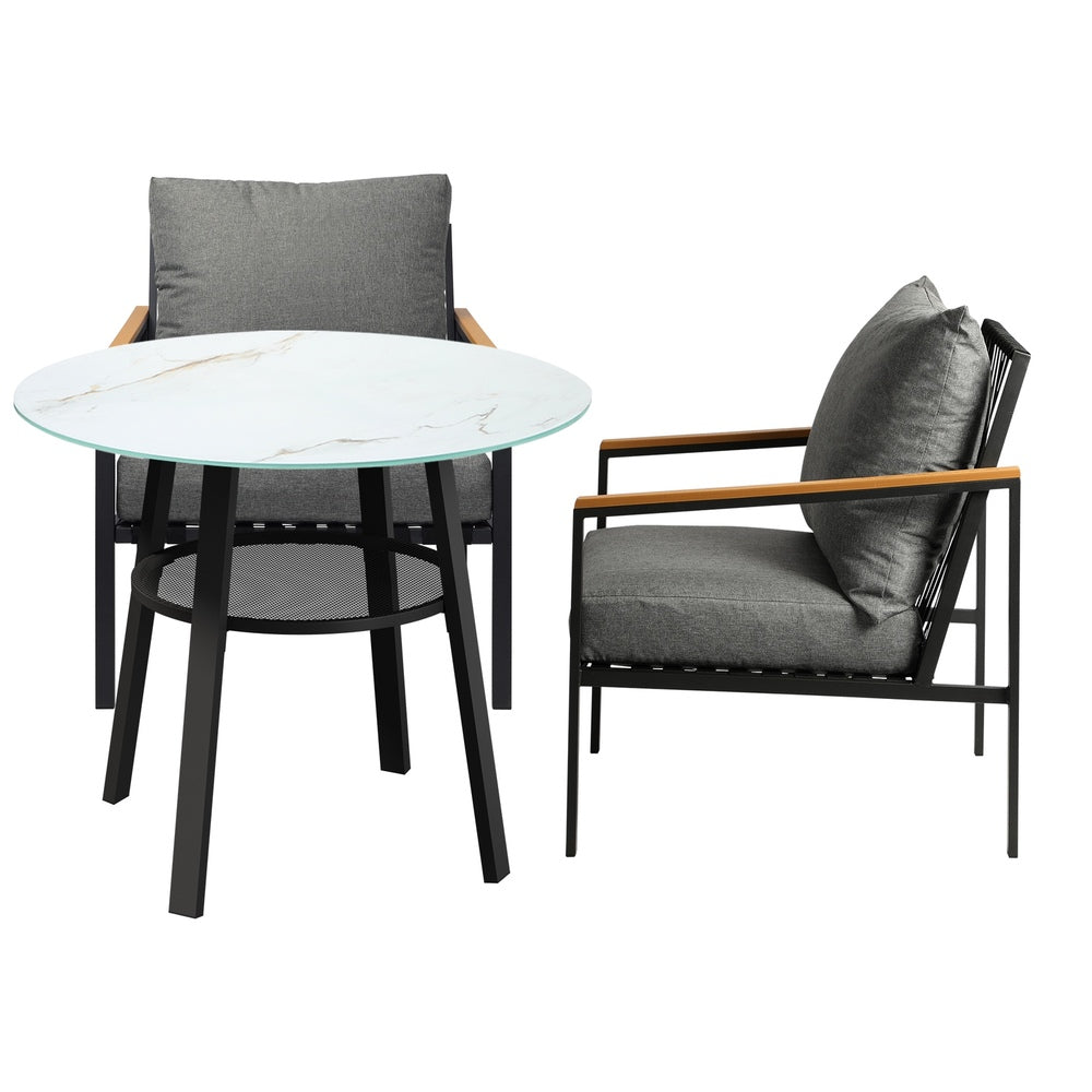 Livsip Outdoor Dining Setting Table Sofa Chairs 3PCS