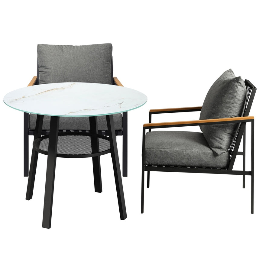 Livsip Outdoor Dining Setting Table Sofa Chairs 3PCS