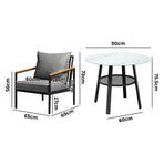 Livsip Outdoor Dining Setting Table Sofa Chairs 3PCS