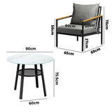 Livsip Outdoor Dining Setting Table Sofa Chairs 3PCS - Side View