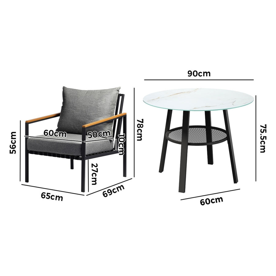 Livsip Outdoor Dining Setting Table Sofa Chairs 3PCS