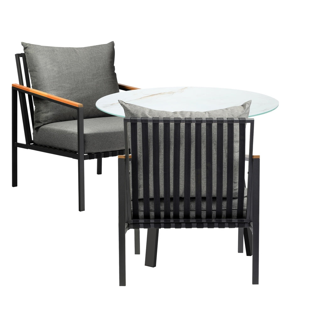 Livsip Outdoor Dining Setting Table Sofa Chairs 3PCS