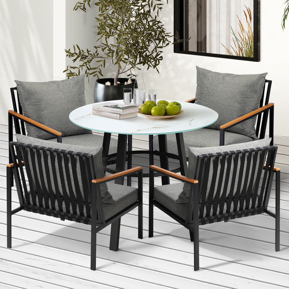 Livsip Outdoor Dining Setting Table Sofa Chairs 5PCS