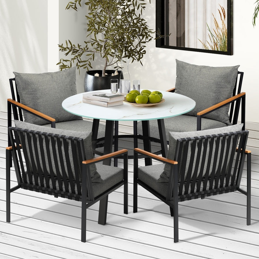Livsip Outdoor Dining Setting Table Sofa Chairs 5PCS