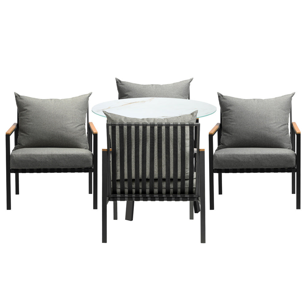 Livsip Outdoor Dining Setting Table Sofa Chairs 5PCS