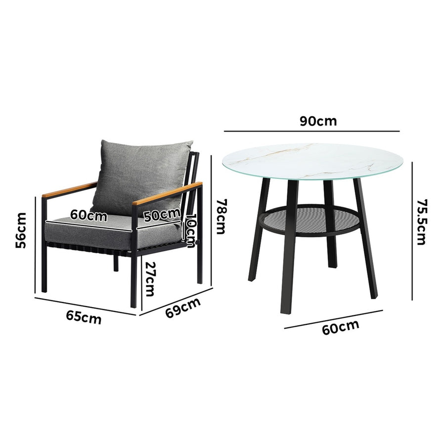 Livsip Outdoor Dining Setting Table Sofa Chairs 5PCS