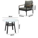 Livsip 3PCS Outdoor Dining Setting Patio Bistro Set - Side View