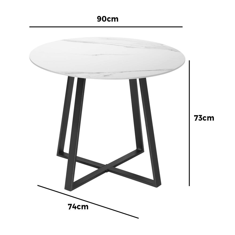 Livsip 90cm Outdoor Dining Sintered Stone Table Black