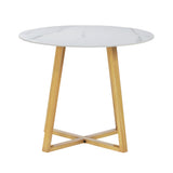 Livsip 90cm Outdoor Dining Sintered Stone Table Brown