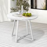 Livsip 90cm Outdoor Dining Sintered Stone Table White - Close-Up Angle