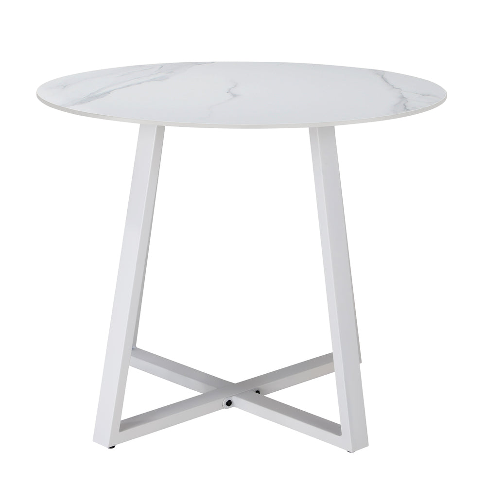 Livsip 90cm Outdoor Dining Sintered Stone Table White