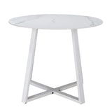 Livsip 90cm Outdoor Dining Sintered Stone Table White - Top-Down View