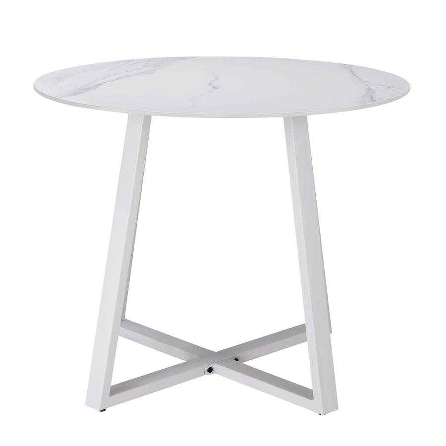 Livsip 90cm Outdoor Dining Sintered Stone Table White
