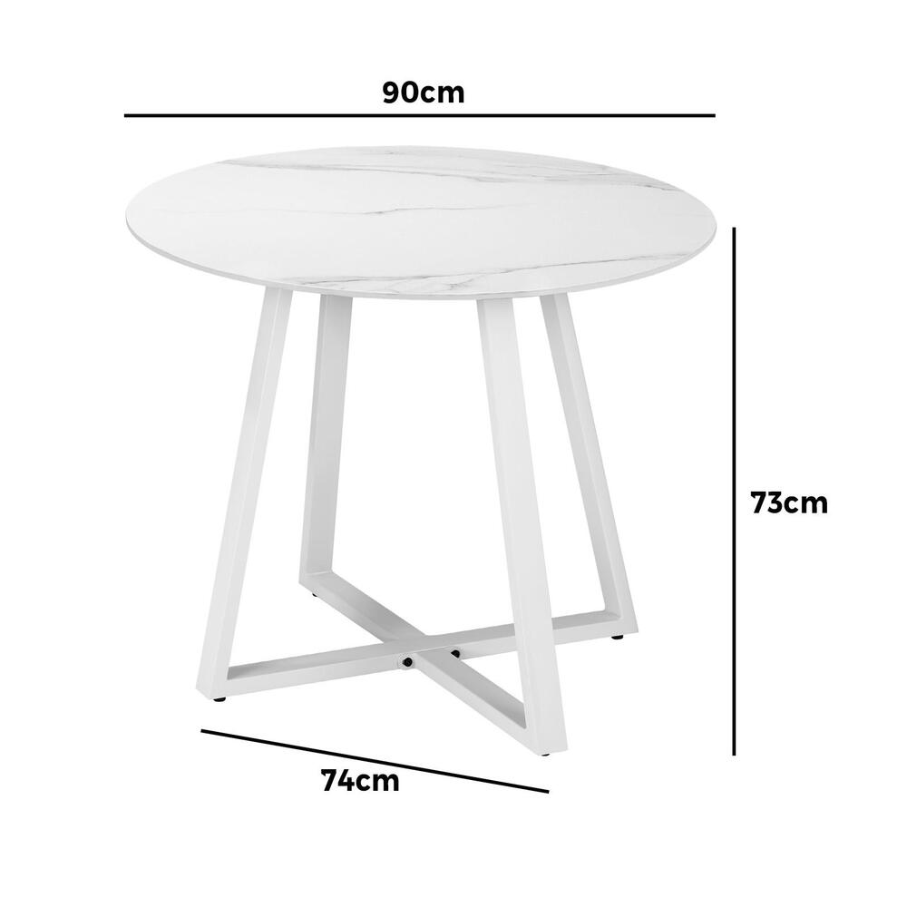 Livsip 90cm Outdoor Dining Sintered Stone Table White