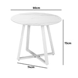 Livsip 90cm Outdoor Dining Sintered Stone Table White - 45-Degree Angle