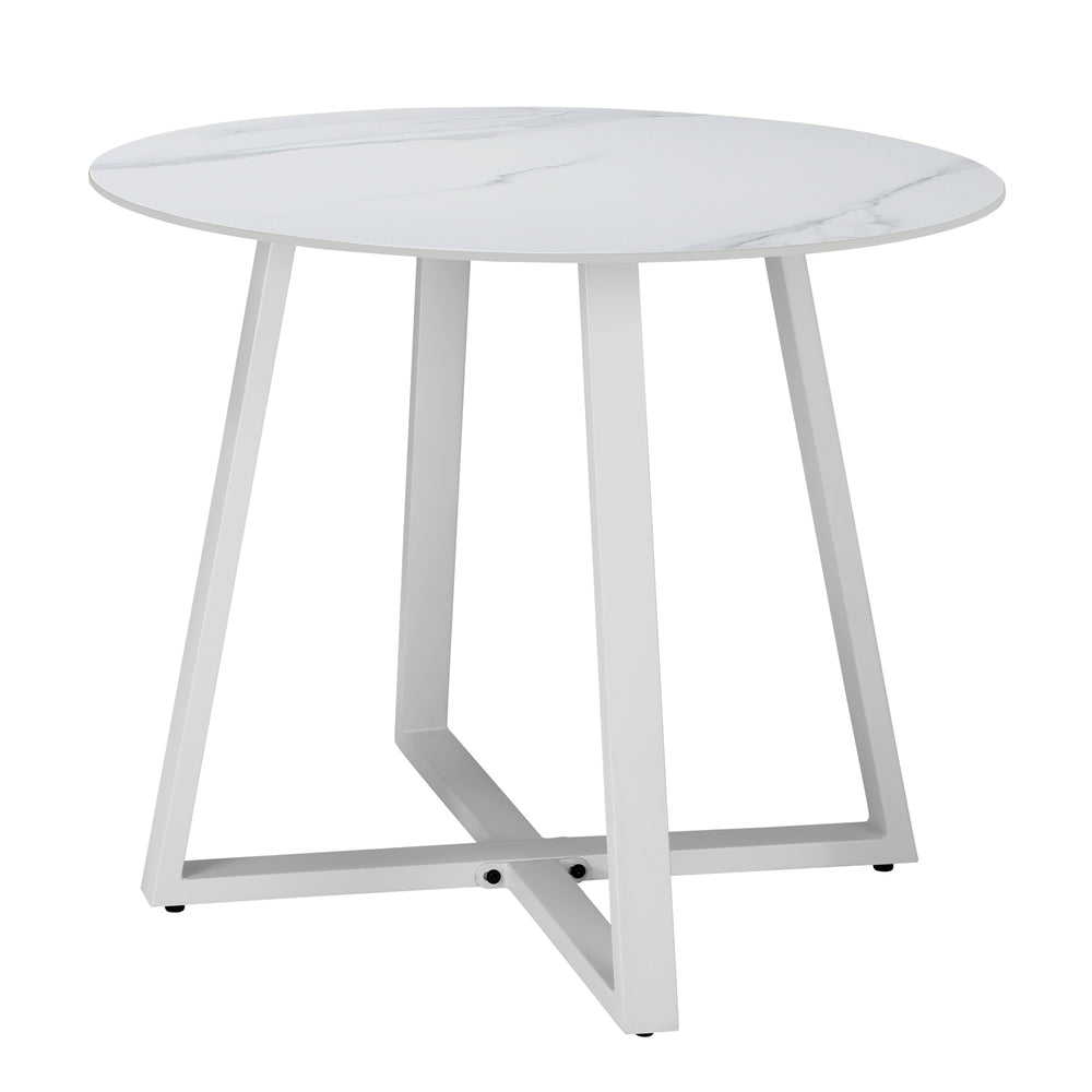 Livsip 90cm Outdoor Dining Sintered Stone Table White