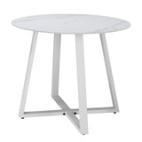 Livsip 90cm Outdoor Dining Sintered Stone Table White - Side View