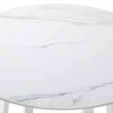 Livsip 90cm Outdoor Dining Sintered Stone Table White - Rear View