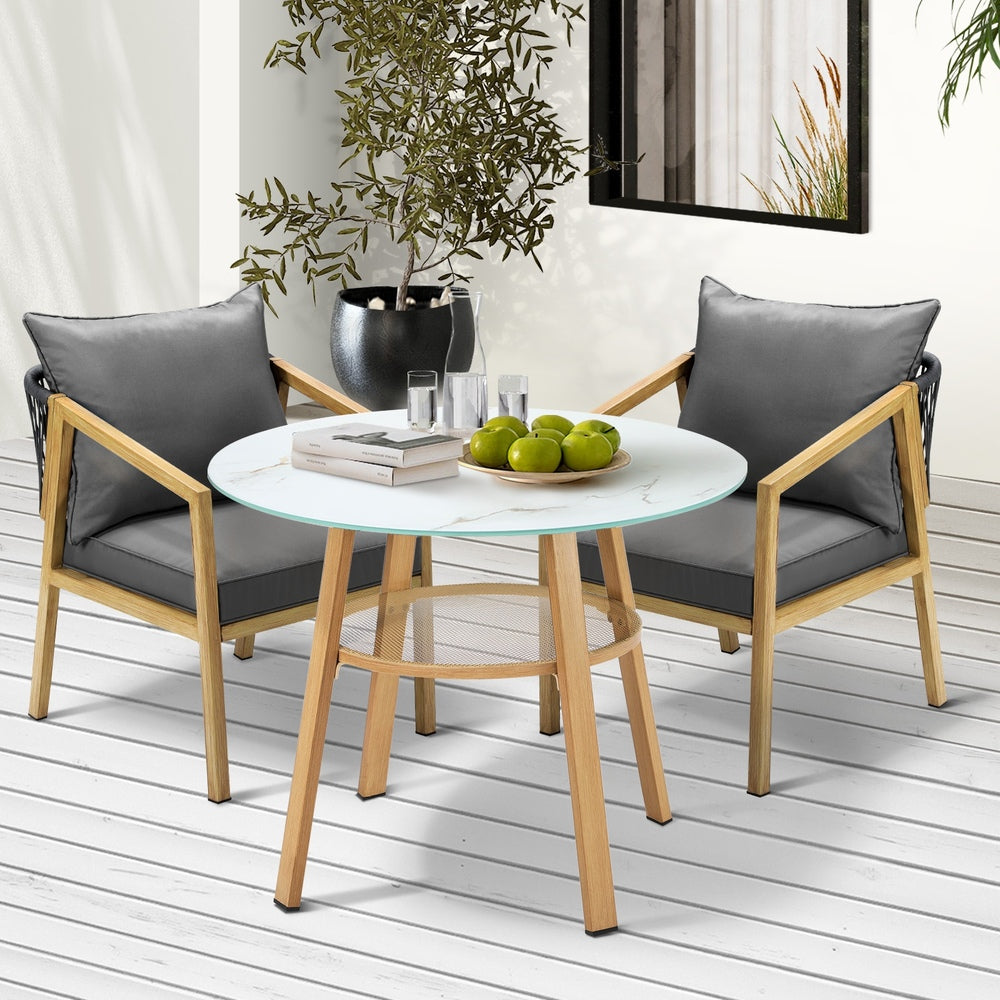 Livsip 3PCS Outdoor Dining Set 90cm Table Lounge Chairs