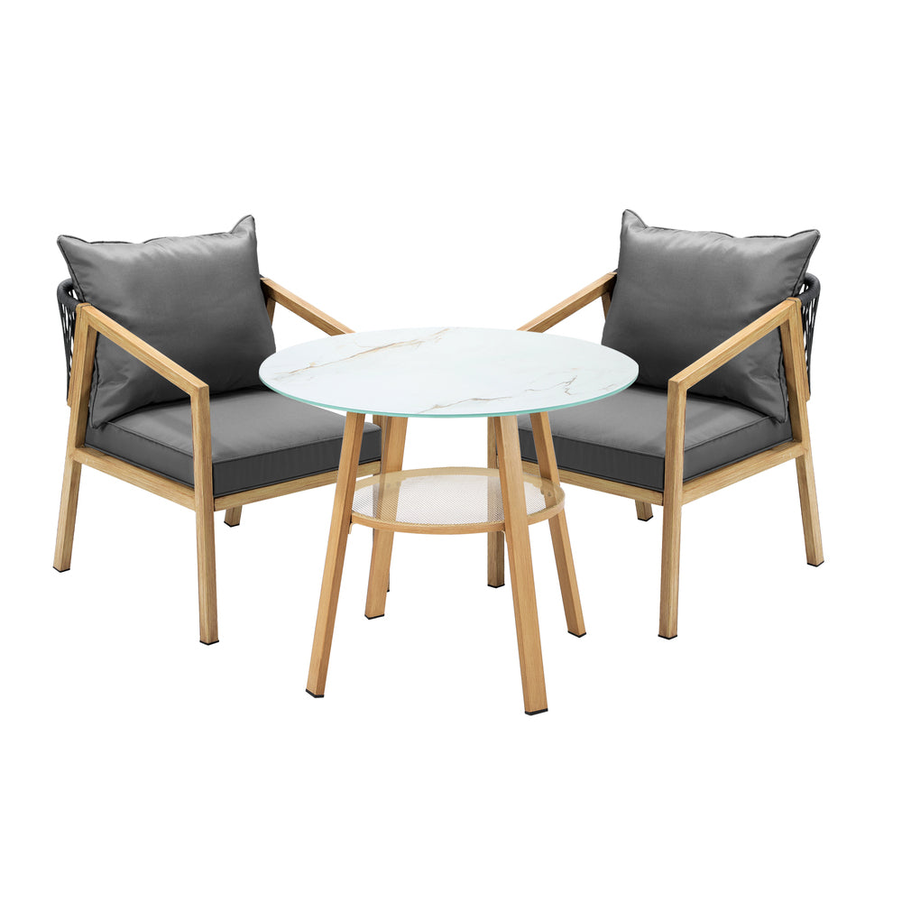 Livsip 3PCS Outdoor Dining Set 90cm Table Lounge Chairs