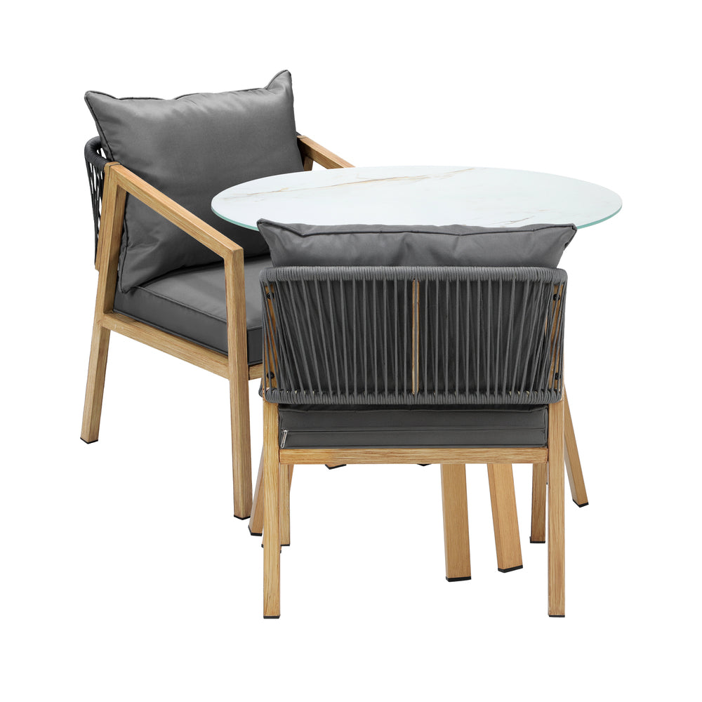 Livsip 3PCS Outdoor Dining Set 90cm Table Lounge Chairs