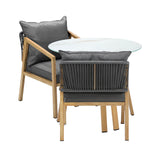 Livsip 3PCS Outdoor Dining Set 90cm Table Lounge Chairs - Close-Up Angle
