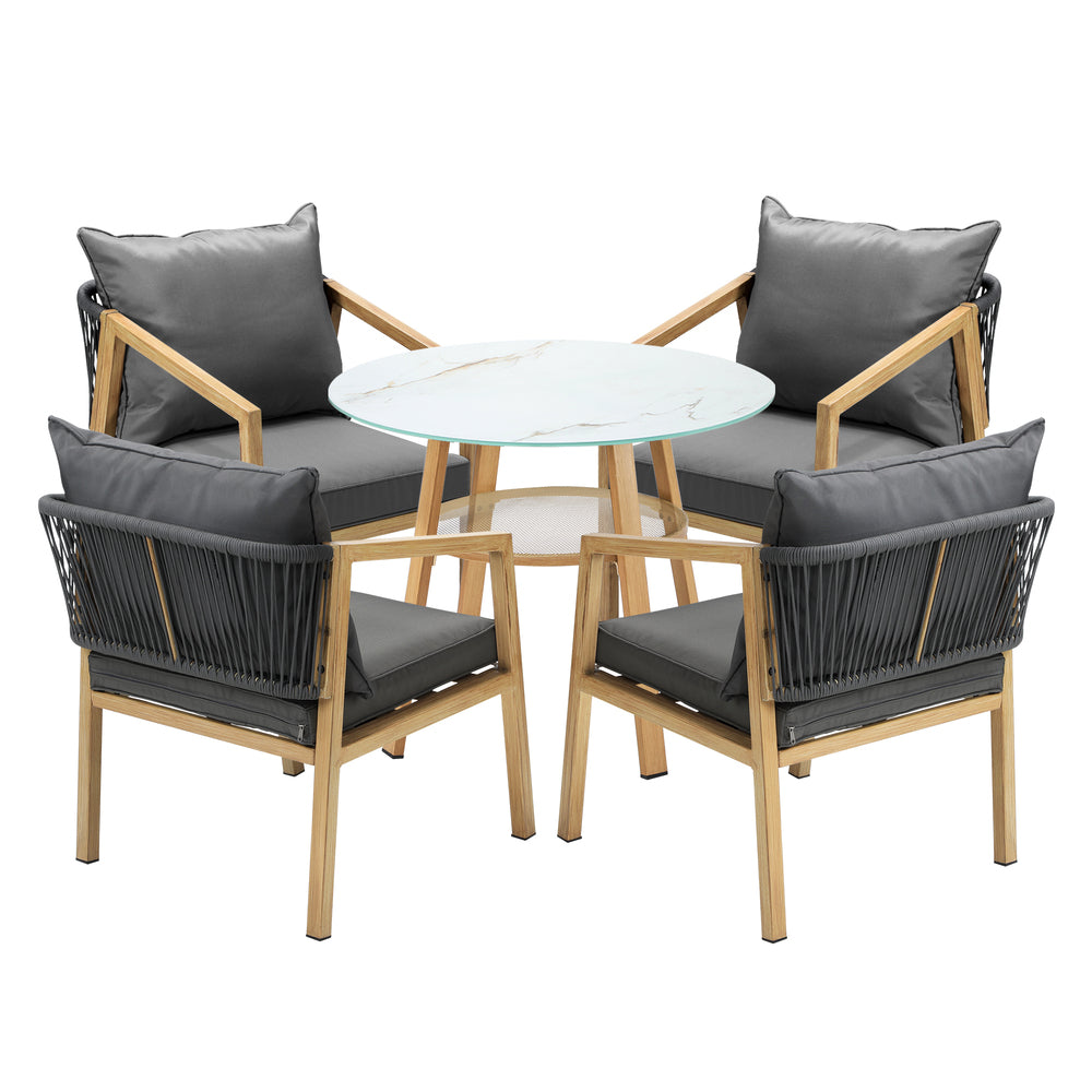 Livsip 5PCS Outdoor Dining Set 90cm Table Lounge Chairs