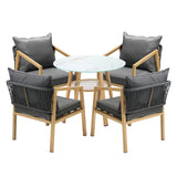Livsip 5PCS Outdoor Dining Set 90cm Table Lounge Chairs