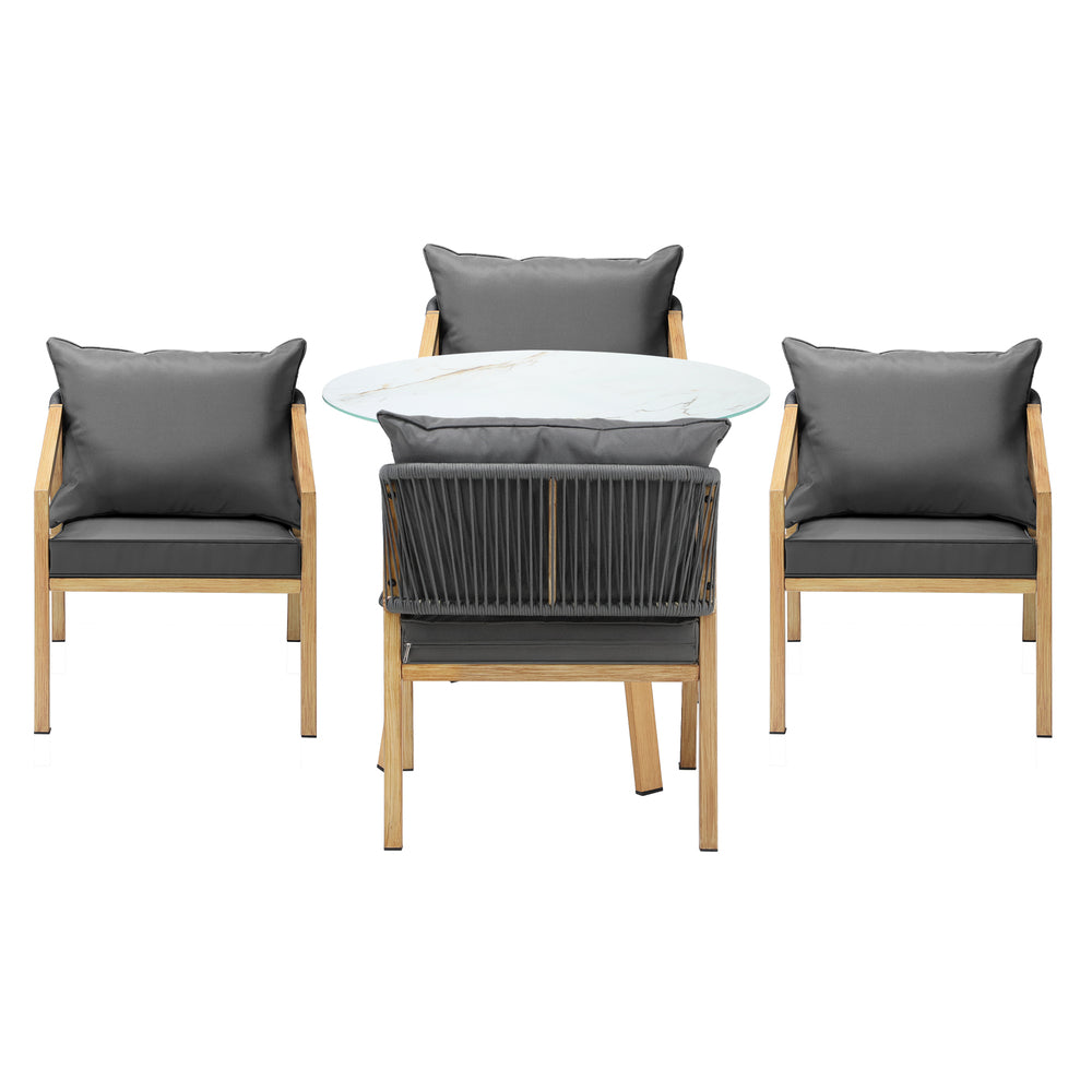 Livsip 5PCS Outdoor Dining Set 90cm Table Lounge Chairs
