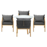 Livsip 5PCS Outdoor Dining Set 90cm Table Lounge Chairs - Top-Down View