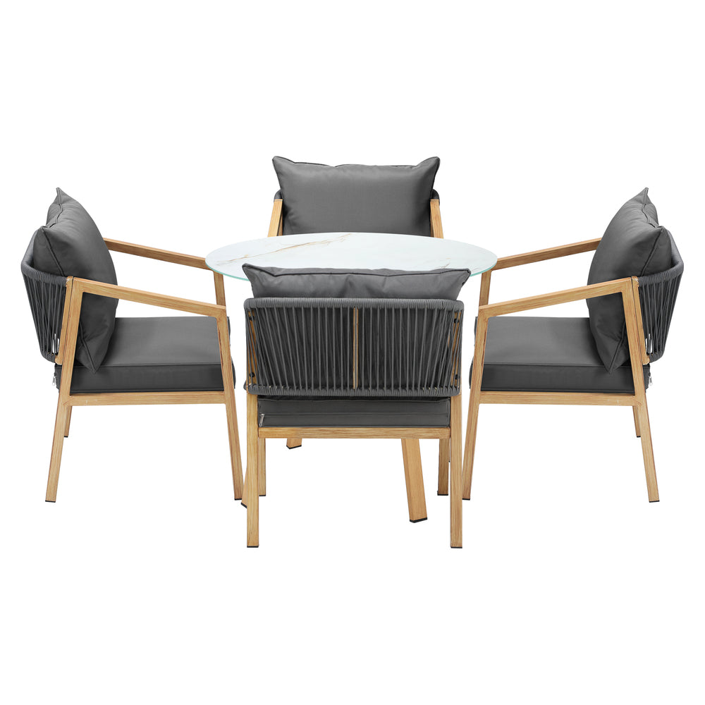 Livsip 5PCS Outdoor Dining Set 90cm Table Lounge Chairs