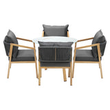 Livsip 5PCS Outdoor Dining Set 90cm Table Lounge Chairs - Rear View