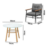 Livsip 3PCS Outdoor Furniture Dining Set Table with Storage Shelf - Close-Up Angle