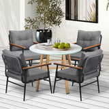 Livsip 5PCS Outdoor Furniture Dining Set Table with Storage Shelf