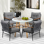 Livsip 5PCS Outdoor Furniture Dining Set Table with Storage Shelf