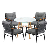 Livsip 5PCS Outdoor Furniture Dining Set Table with Storage Shelf