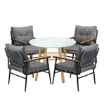 Livsip 5PCS Outdoor Furniture Dining Set Table with Storage Shelf