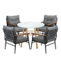 Livsip 5PCS Outdoor Furniture Dining Set Table with Storage Shelf