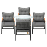Livsip 5PCS Outdoor Furniture Dining Set Table with Storage Shelf - 45-Degree Angle