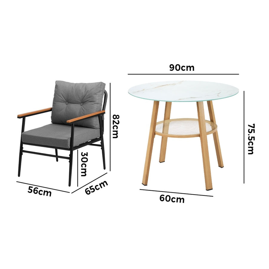 Livsip 5PCS Outdoor Furniture Dining Set Table with Storage Shelf