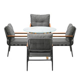 Livsip 5PCS Outdoor Furniture Dining Set Table with Storage Shelf