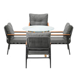 Livsip 5PCS Outdoor Furniture Dining Set Table with Storage Shelf - Side View