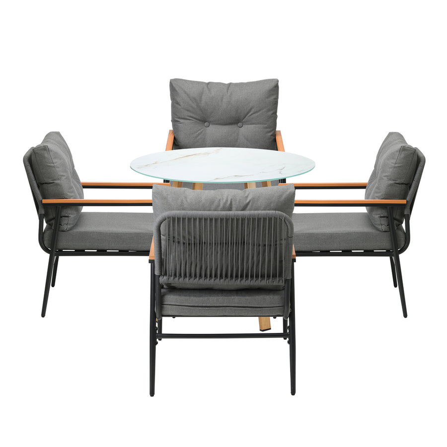 Livsip 5PCS Outdoor Furniture Dining Set Table with Storage Shelf