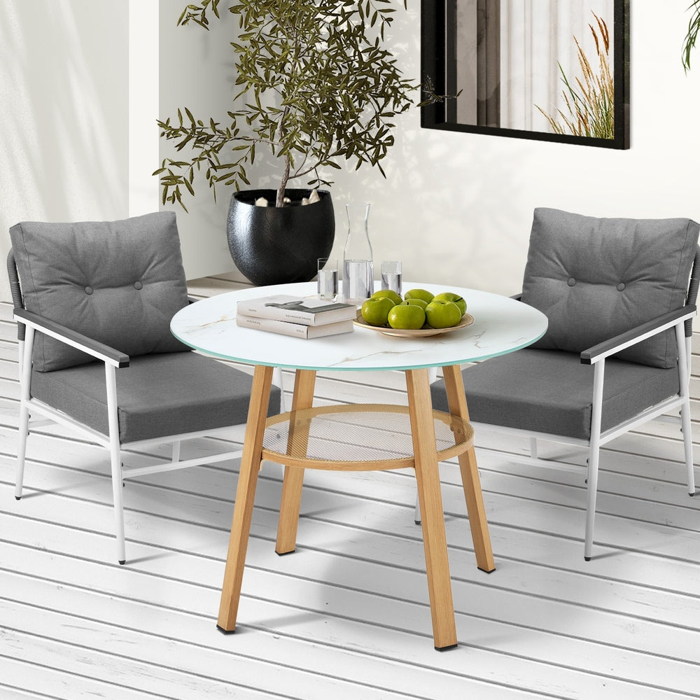 Livsip Outdoor 3PCS Dining Set Table with Storage Shelf