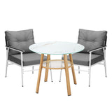 Livsip Outdoor 3PCS Dining Set Table with Storage Shelf