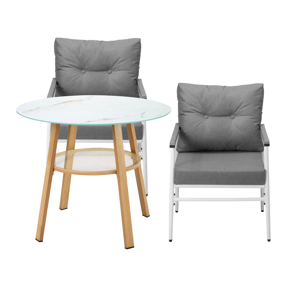 Livsip Outdoor 3PCS Dining Set Table with Storage Shelf