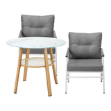 Livsip Outdoor 3PCS Dining Set Table with Storage Shelf - Rear View