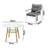 Livsip Outdoor 3PCS Dining Set Table with Storage Shelf - Side View